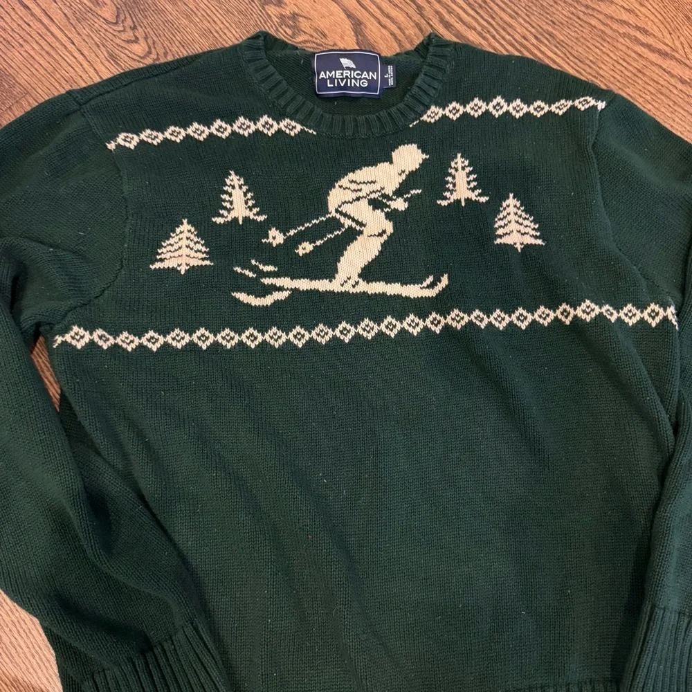 American Living Skiing 100% Cotton Green Sweater - Picture 3 of 6